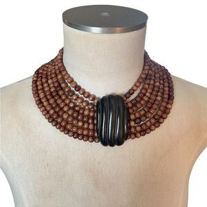 Vintage Beaded Necklace with Black Accent